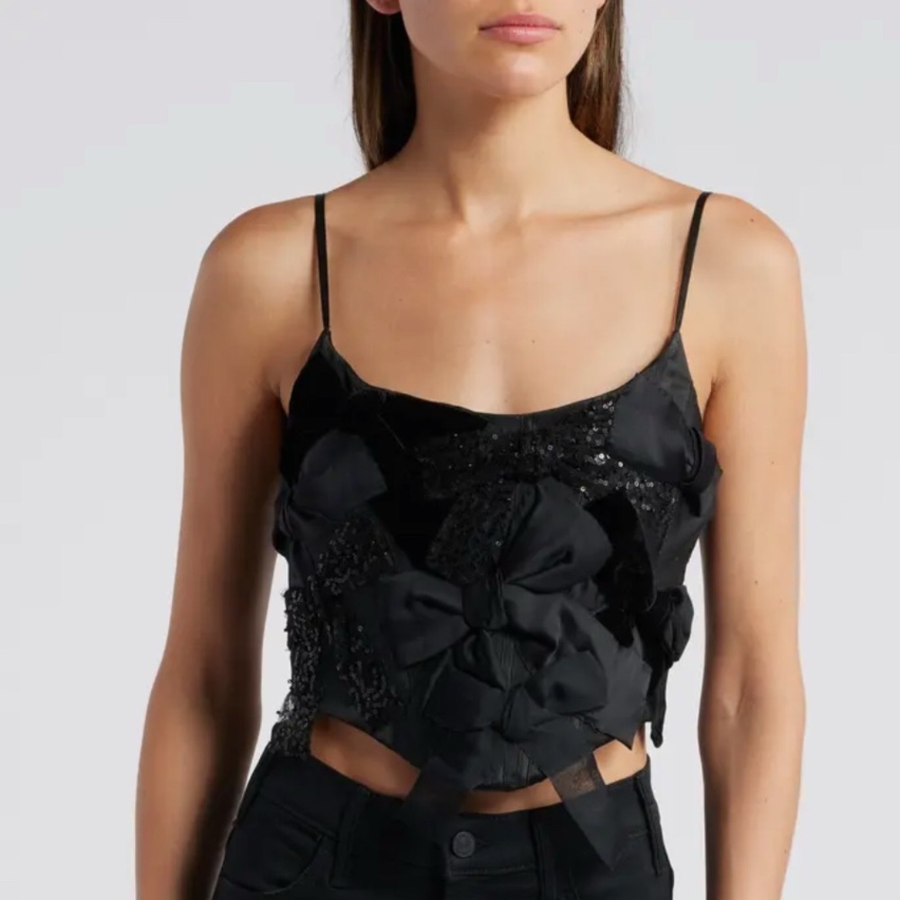 NWT LoveShackFancy Woodley Corset Camisole in Black